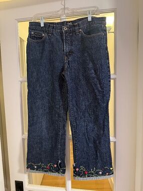 Vintage Y2K D&G Dolce & Gabbana Floral Embroidered Cropped Jeans Size 10